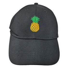Cruise Club Men's Strapback Hat Black Adjustable Embroidered Pineapple Logo